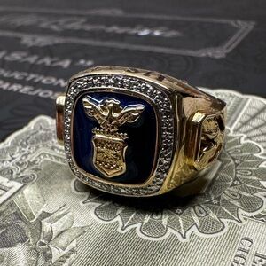 Danbury Mint Air Force Veteran Rings Gold plated With Diamonds Insignia Style